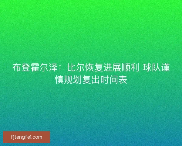 布登霍尔泽：比尔恢复进展顺利 球队谨慎规划复出时间表